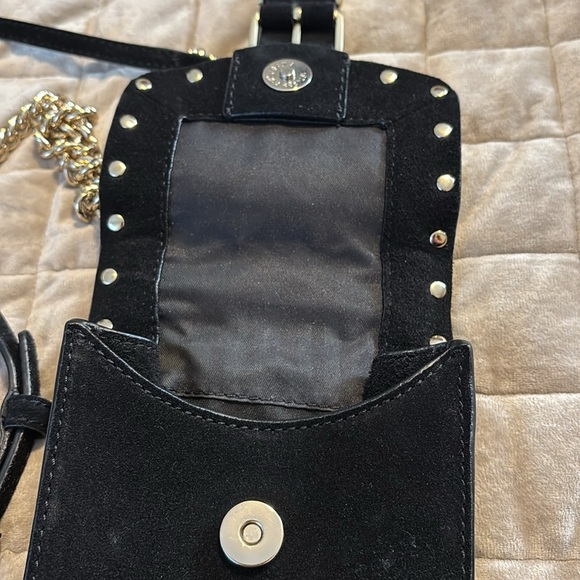 Rebecca MINKOFF black suede and gold hardware  cross body with credit card slots - Picture 3 of 5